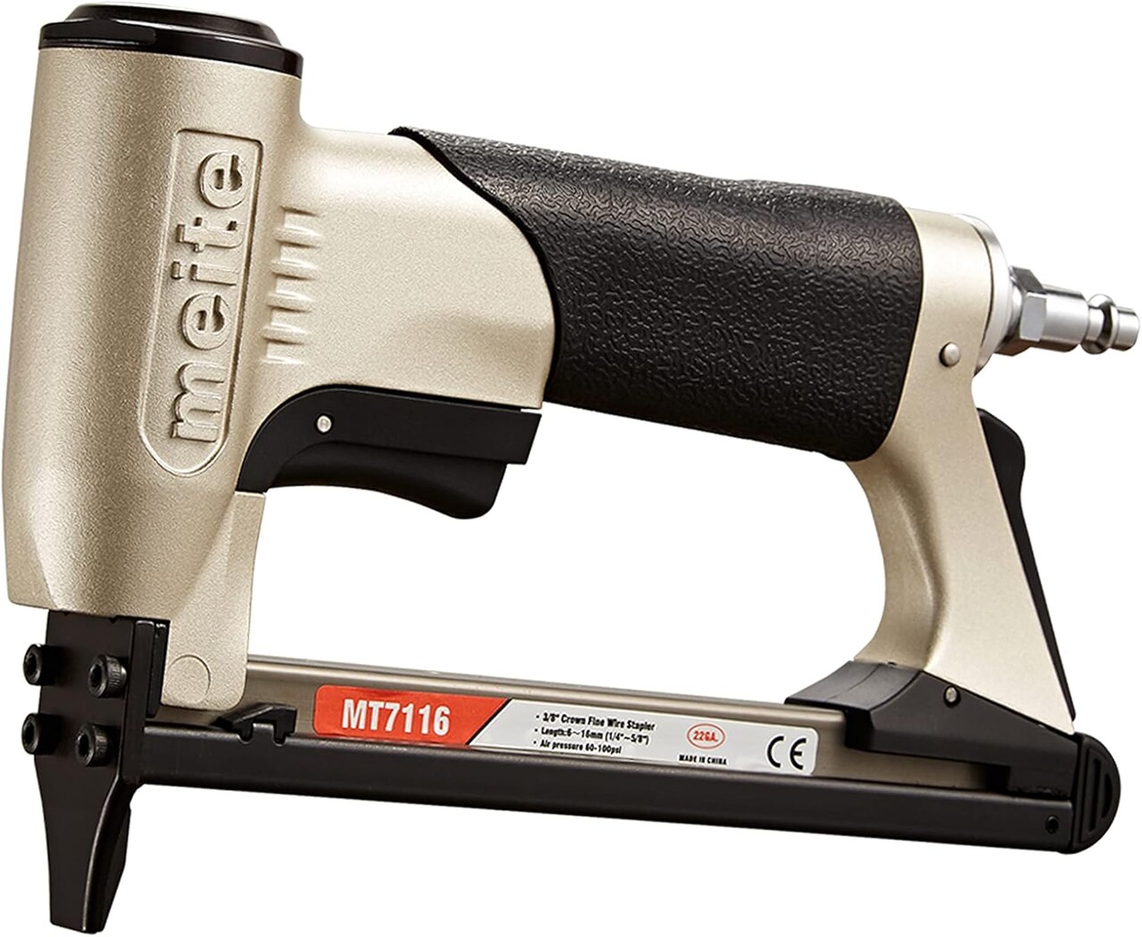MT7116 Pneumatic Staple Gun - 22 Gauge 71 Series 3/8-Inch Crown 1/4-Inch to 5/8-Inch Length Air Upholstery Staple Gun Fine Wire Upholstery Stapler Gun